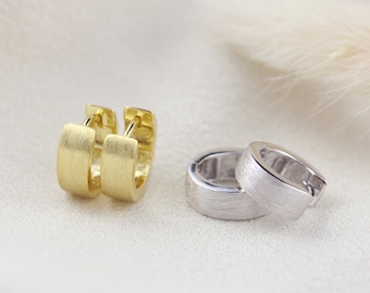 Sterling Silver / Gold plated thick matte huggies | tiny hoops | thick huggies | plain matte huggies | Unique huggies