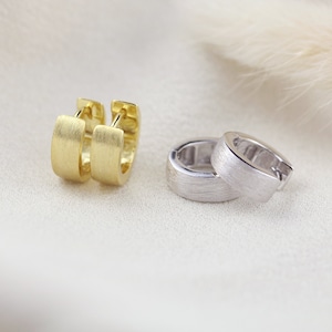 Sterling Silver / Gold plated thick matte huggies | tiny hoops | thick huggies | plain matte huggies | Unique huggies