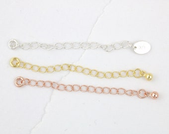 Sterling Silver / Gold / Rose Gold Plated Silver chain extender  |   Necklace chain extender  |  Bracelet chain extender, 2'' chain extender