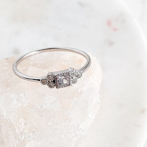 Sterling Silver dainty milgrain ring | Princess Cut Cubic Zirconia milgrain ring | Cluster ring | Dainty cluster ring