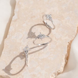 Sterling Silver / Gold marquise cluster ring - dainty cluster ring - silver stackable rings - middle finger ring - cubic zirconia rings
