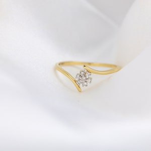 14kt Gold and Diamond flower ring, dainty diamond flower ring, dainty gold diamond ring, cluster flower ring, anniversary ring gifts for her image 5