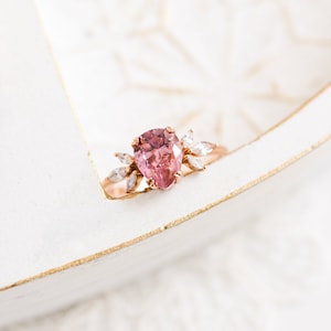 Rose Gold Plated Sterling Silver Pink Sapphire Ring | Pink Pear shape gemstone ring | Kunzite ring | gemstone ring | pink stone ring |