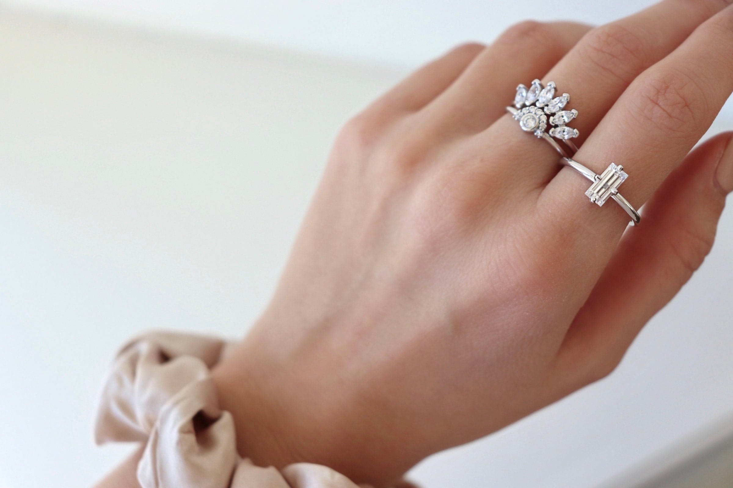 Sterling Silver Vertical Baguette Cubic Zirconia Ring Unique