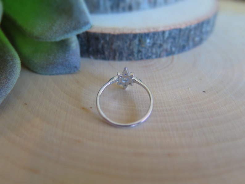 Sterling Silver Sparkle Starburst ring Star ring cluster ring Dainty stackable ring Sun beam ring Everyday rings gifts for her image 5