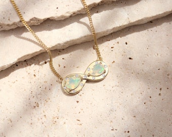 Gold Opal infinity necklace - gifts for her - push present - best friend gift - opal jewelry - unique infinity necklace - anniversary gift