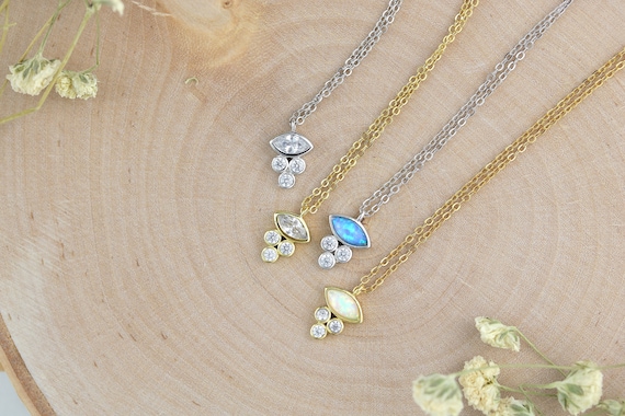 Collana In Argento 925 Con Ciondolo Opale Rotondo | Placcato Oro | Verde E Nero | Gioiello Artigianale In Scatola Regalo