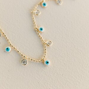 Minimalist evil eye necklace, evil eye charm necklace, dangle necklace, handmade eye necklace, stackable eye necklace, unique eye jewelry