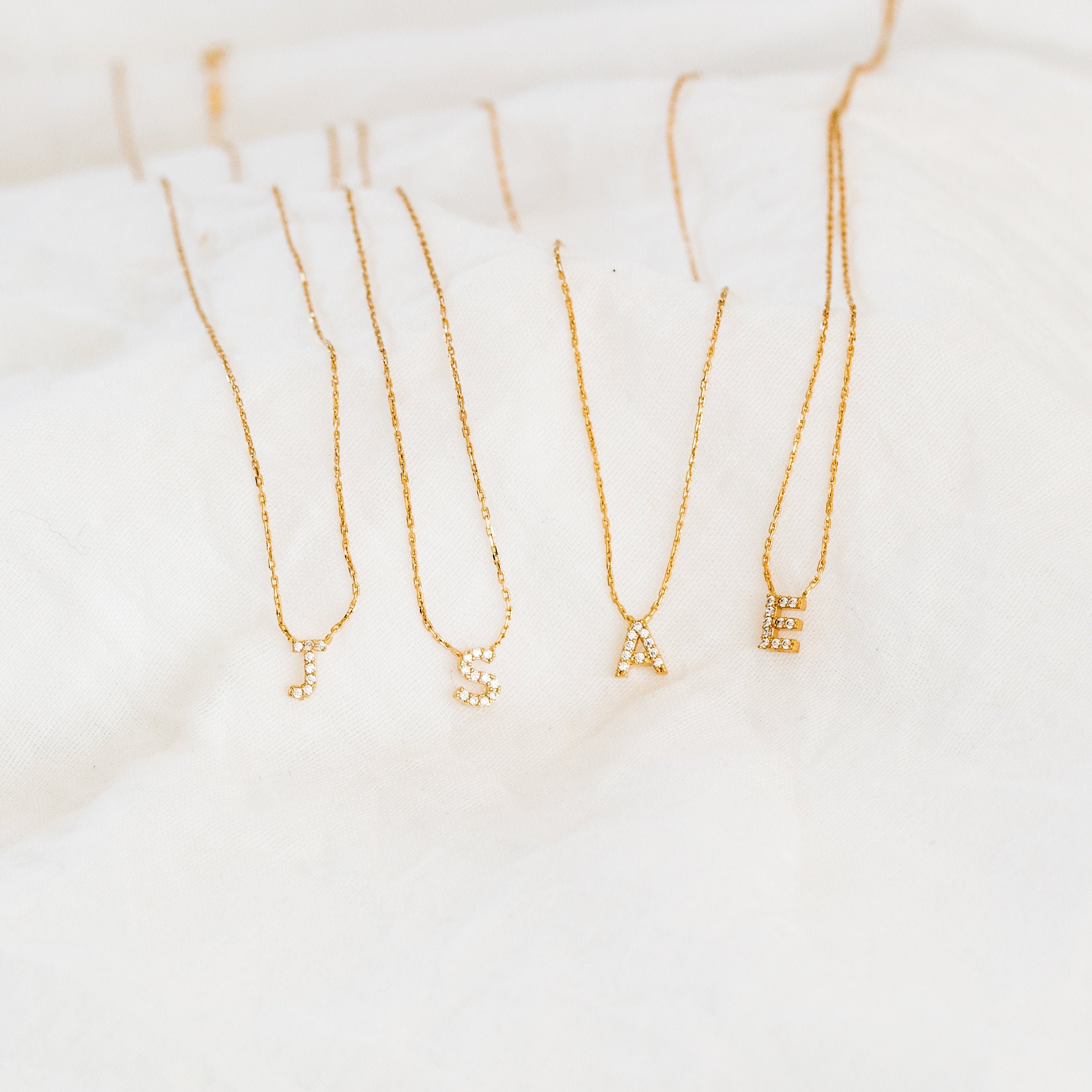 Gold initial necklace | simple everyday single initial | dainty initial pendant | letter necklace | cz letter necklace, tiny initial pendant