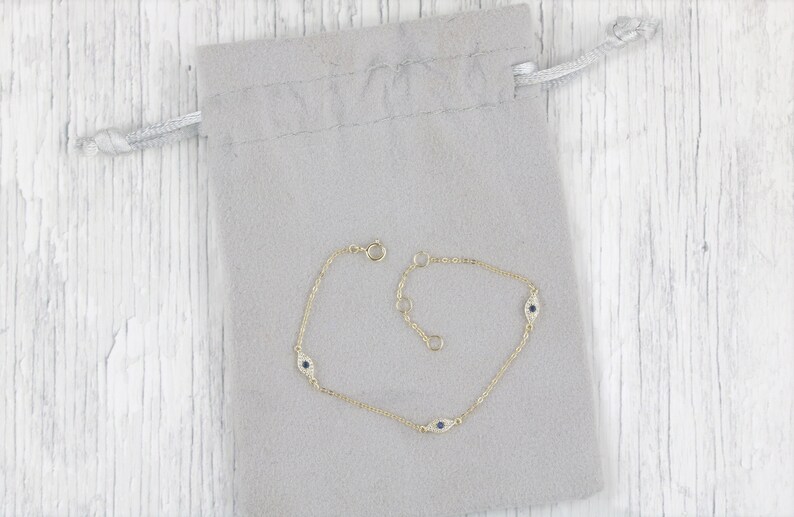 available in 3 colors Dainty evil eye bracelet Cubic Zirconia evil eye bracelet Eye shaped eye Sterling Silver Evil eye bracelet