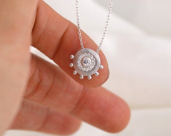 Sterling Silver / Gold amulet necklace - unique everyday necklace - evil eye necklace - nautical necklace - unique birthstone necklace