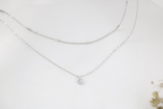 Sterling Silver / Gold Plated Silver double chain necklace | layered 2 in 1  necklace | Double strand necklace | dainty and thin necklace