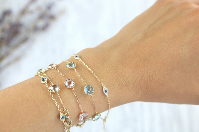 available in 3 colors Dainty evil eye bracelet Cubic Zirconia evil eye bracelet Eye shaped eye Sterling Silver Evil eye bracelet