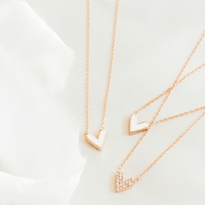 Sterling Silver Reversible heart necklace | wear 2 ways necklace | CZ heart necklace, enamel heart necklace | dainty heart necklace