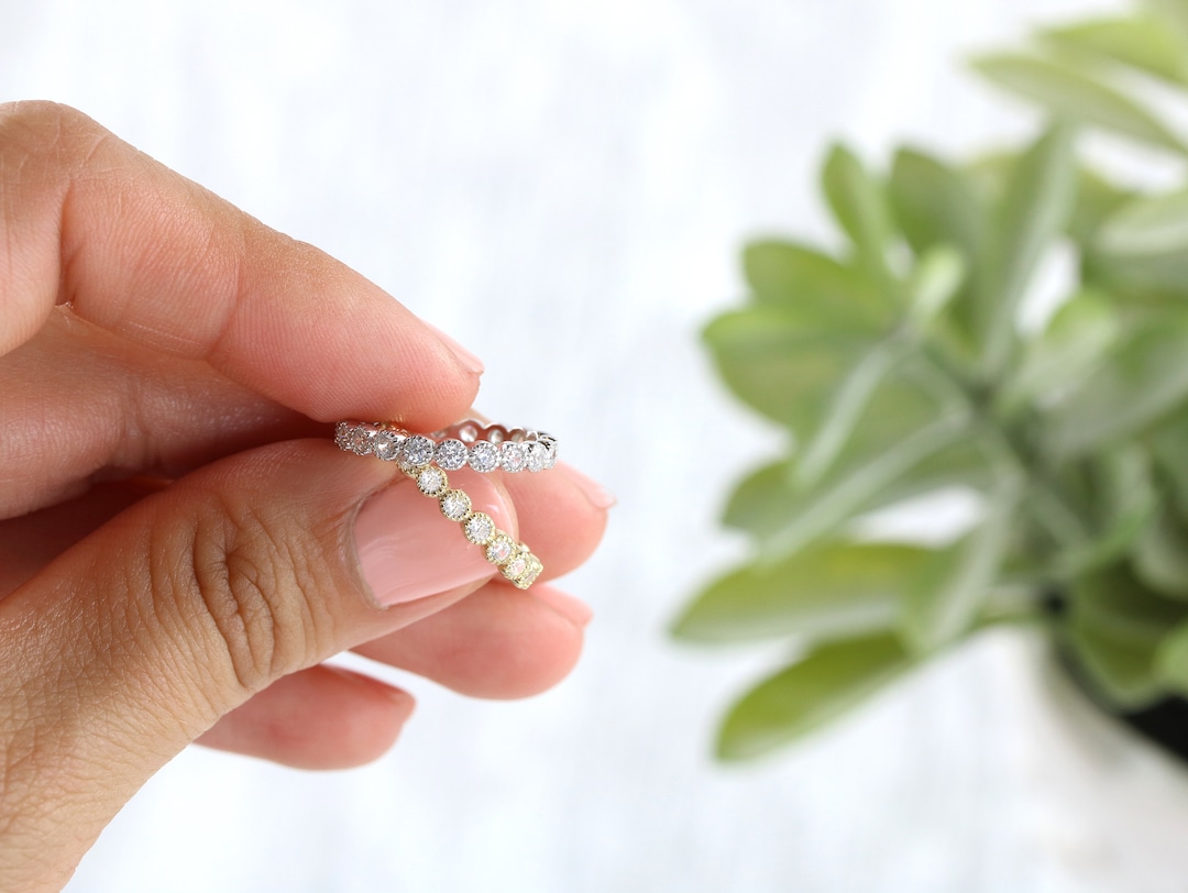 Sterling Silver Eternity Band | Stackable Bands | Dainty Cubic Zirconia ...