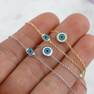 Sterling Silver evil eye bracelet | Enamel eye bracelet | Gold eye bracelet | Dainty evil eye bracelet | Good luck gift | push present
