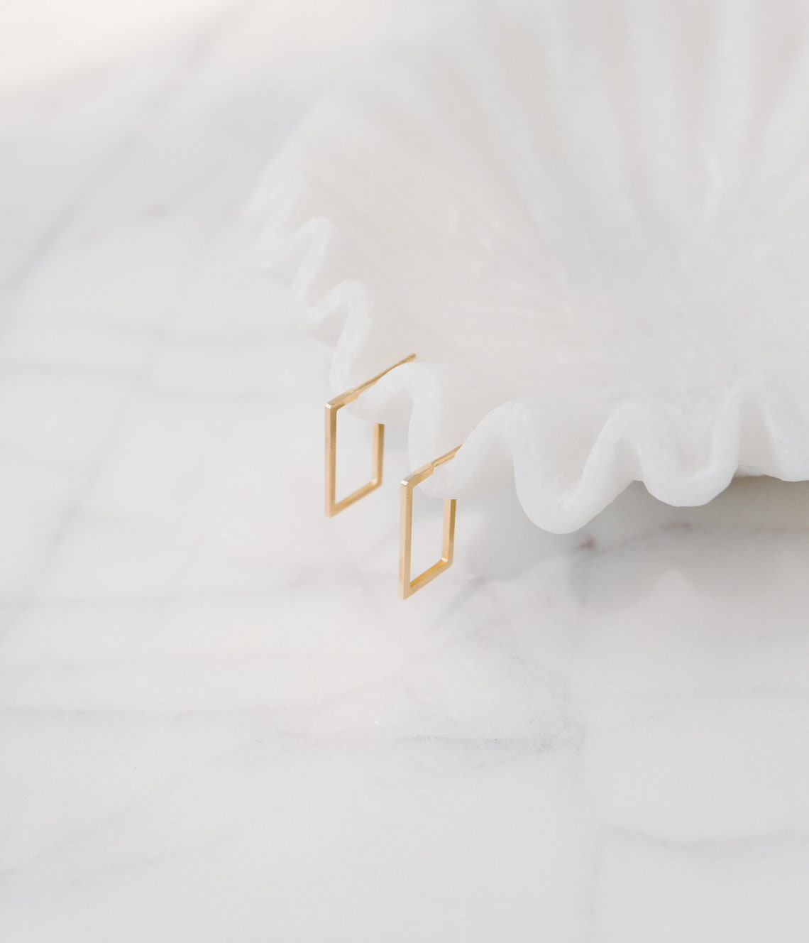 Rectangular Hoops 14kt Solid Gold Rectangle Hoops - Gold Geometric Hoops - Square Hoops ...