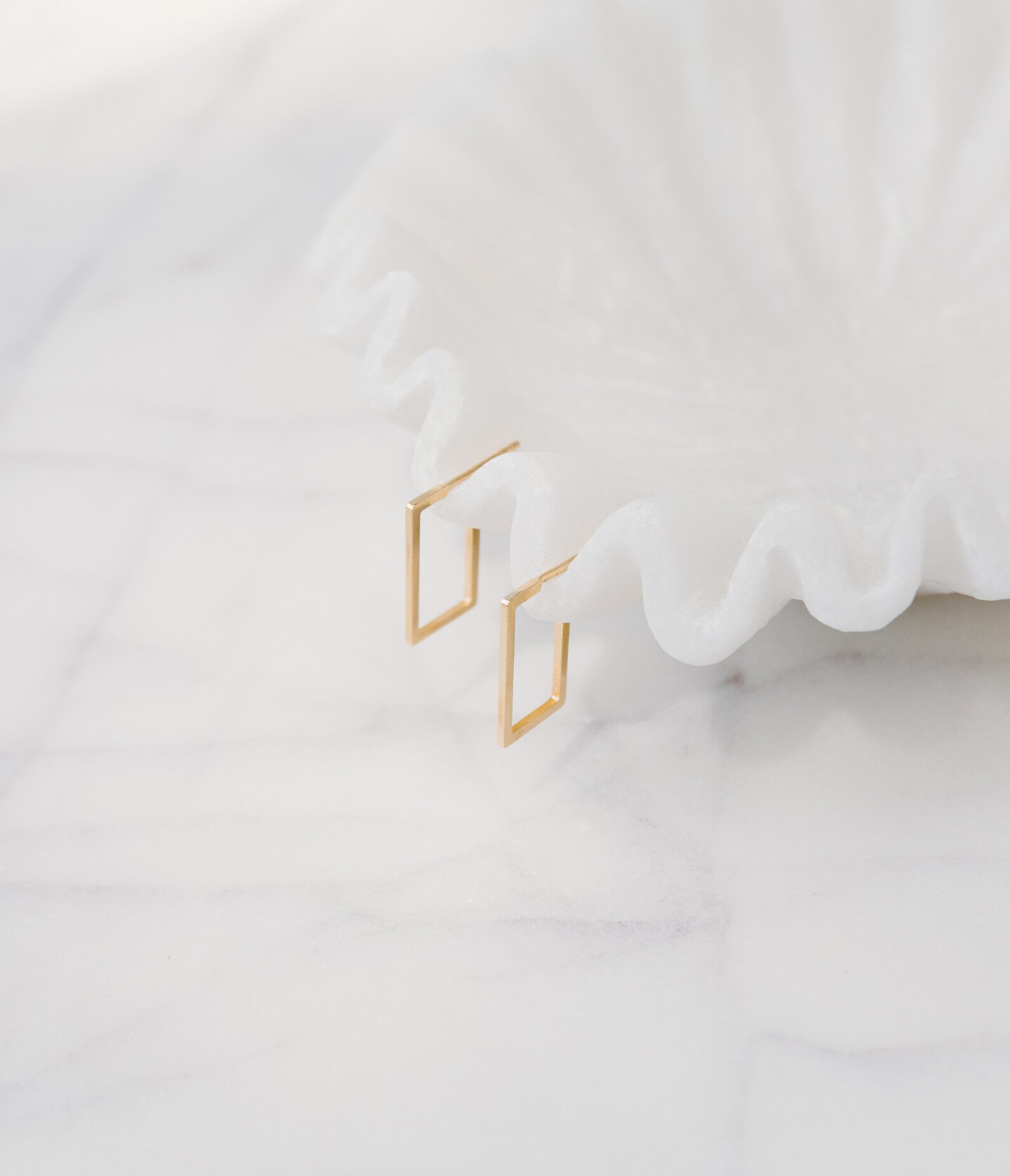 14kt Solid Gold Rectangle Hoops - Gold Geometric Hoops - Square Hoops ...