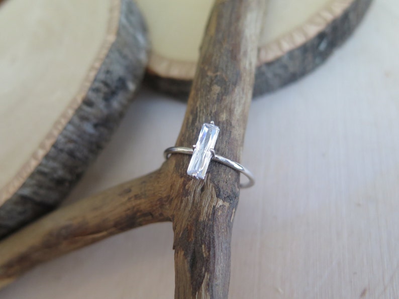 Open Baguette Sterling Silver Ring plated in 18K Gold