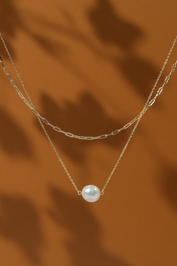 Chaîne Double Rang En Argent Avec Perles - Longueur Réglable, Occasion