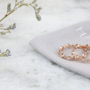 Sterling Silver Stackable Miliigrain rings with Swarovski main image 1