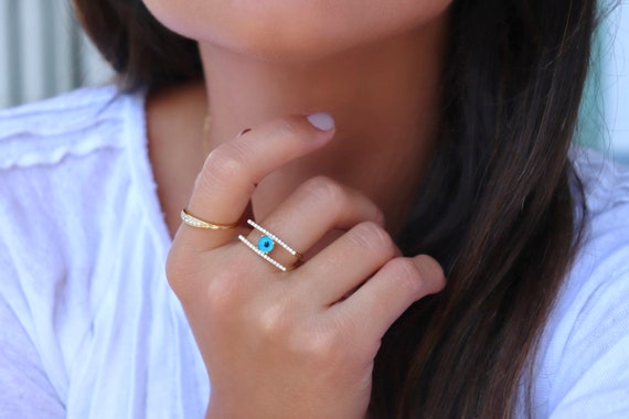 Gold-plated Sterling Silver Double Bar Ring with Cubic Zirconia Accents Gold-plated Sterling Silver Double Bar Ring with Cubic Zirconia Accents