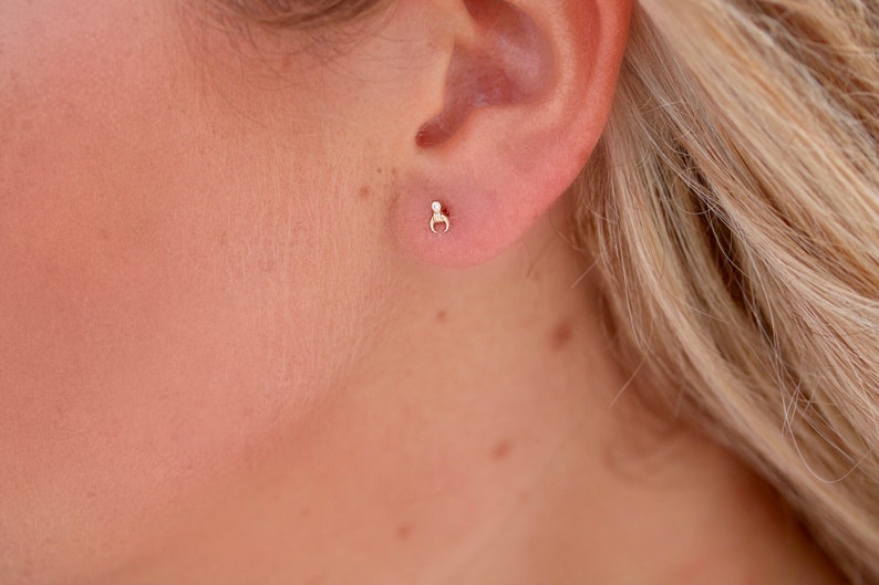 Sterling Silver / Gold plated Teeny tiny studs moon studs tiny circle studs Second hole studs Very small studs tiny moons image 7