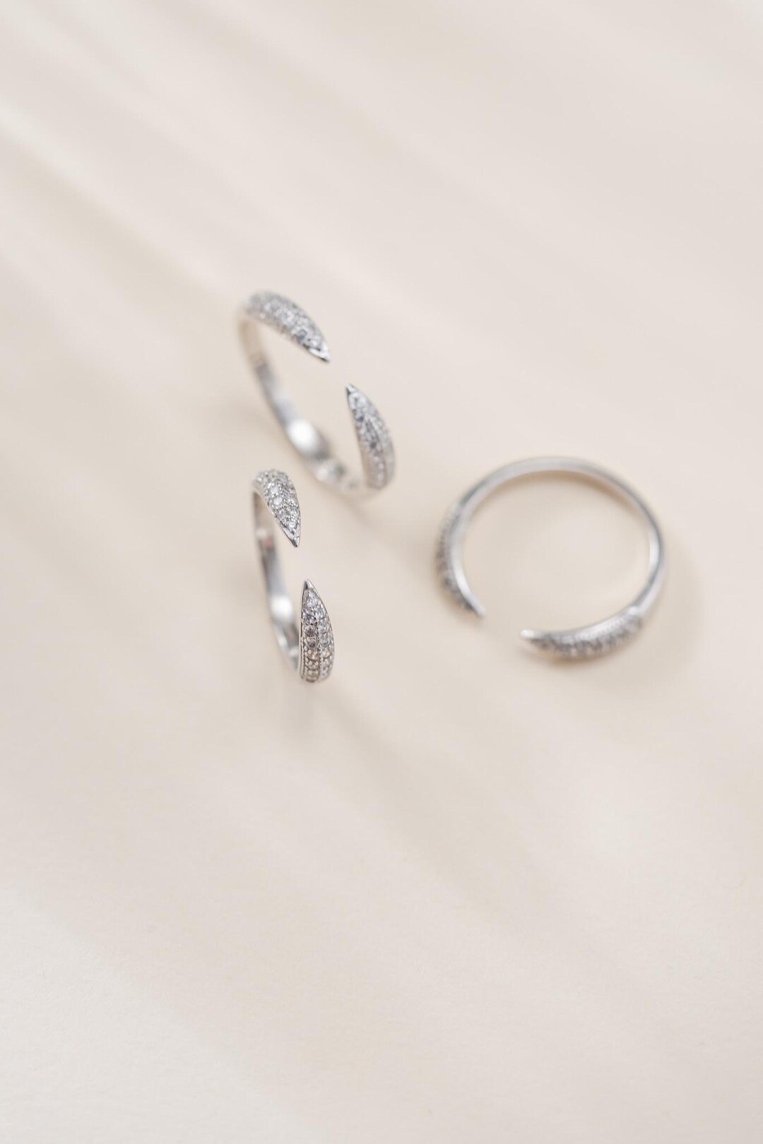 Sterling Silver Pave Claw Ring - Open Front Ring - Cz Claw Ring ...