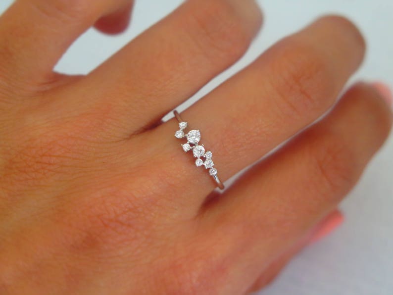 Sterling Silver & Cubic Zirconia Cluster ring | Silver CZ Cluster ring | Stackable ring | Dainty stackable rings | Unique stackables | 