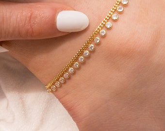 Sterling Silver ankle bracelet - baby curb anklet - everyday anklet - silver anklet - rose gold anklet - vacation jewelry - gold anklets