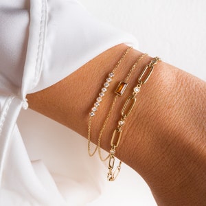 14kt goud- en diamanten staafarmband - armband met lunette - alledaagse gouden armband - diamanten armband - drukcadeau - cadeau-ideeën voor haar