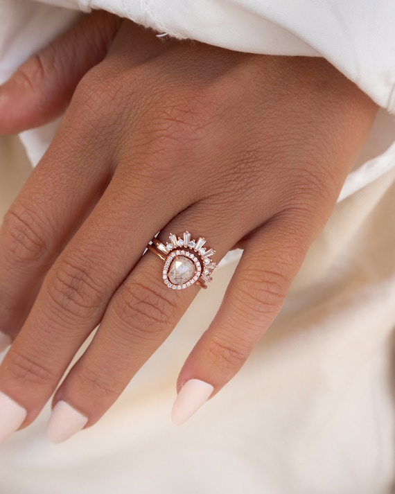 Sterling Silver / Yellow Gold Baguette Curved Band, Sun Ring Sterling Silver / Yellow Gold Baguette Curved Band, Sun Ring
