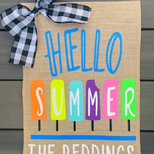 Hello summer garden flag