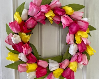 Tulip spring flower wreath