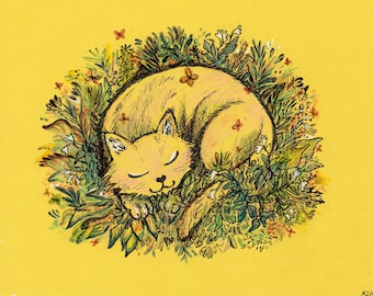 Cat Nap original drawing illustration artwork