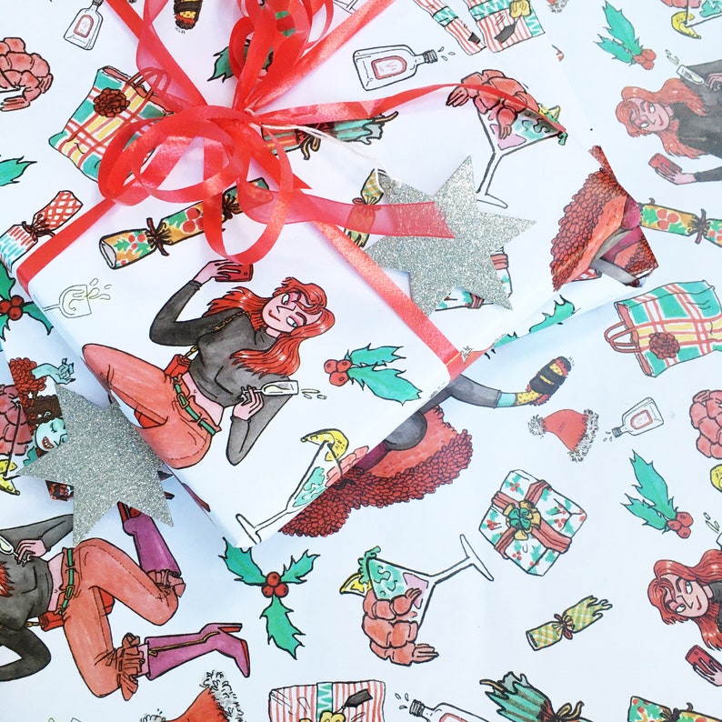 Festive Party Wrapping Paper Sheets Etsy UK