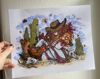 Cowgirl original artwork illustration