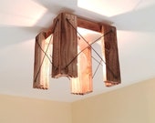 Ceiling Cage Light Fixture - Flush Mount - for Home, Hallway, Loft etc. Handmade from reclaimed wood