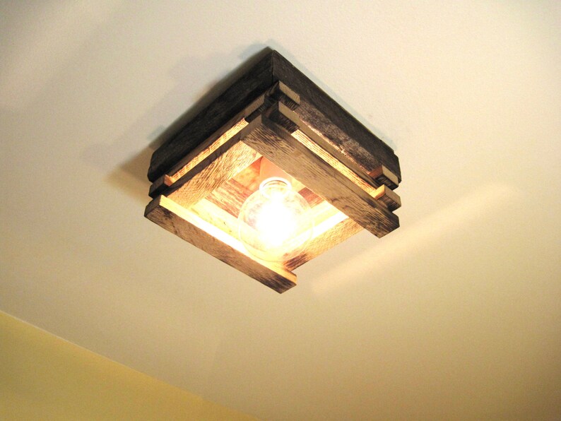 Ceiling Light Fixture Flush Mount For Home Hallway Loft Etc Handmade From Reclaimed Wood