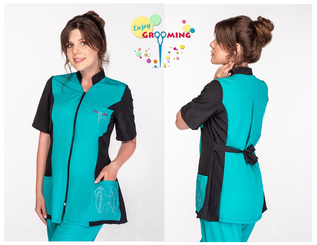 Dog Grooming Smock for Women COMBI Turquoise Pet Grooming Etsy