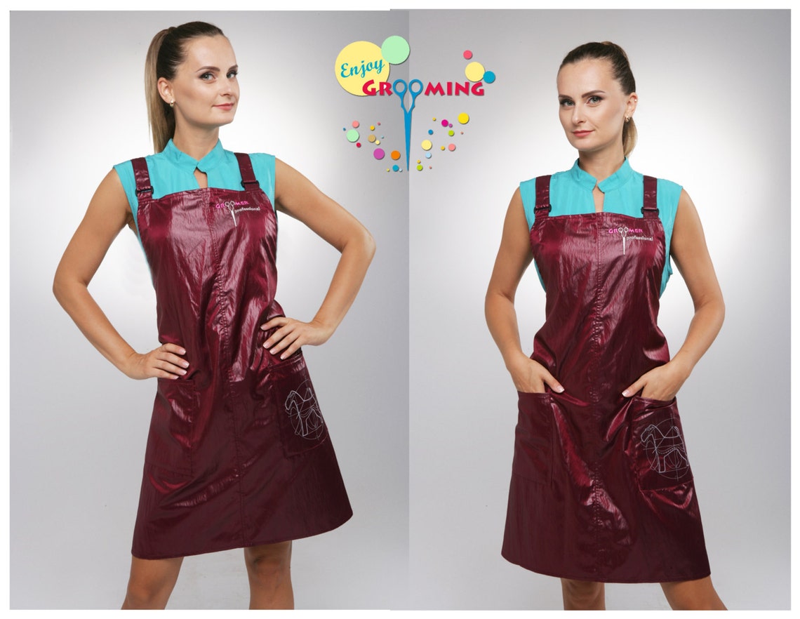 Dog Groomer Waterproof apron CRAZY CHERRY Grooming apparel Etsy