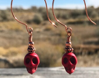 Red Skull Stone earrings