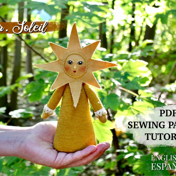 Sun Doll PDF Schnittmuster Nähanleitung - Art Doll - English & Español