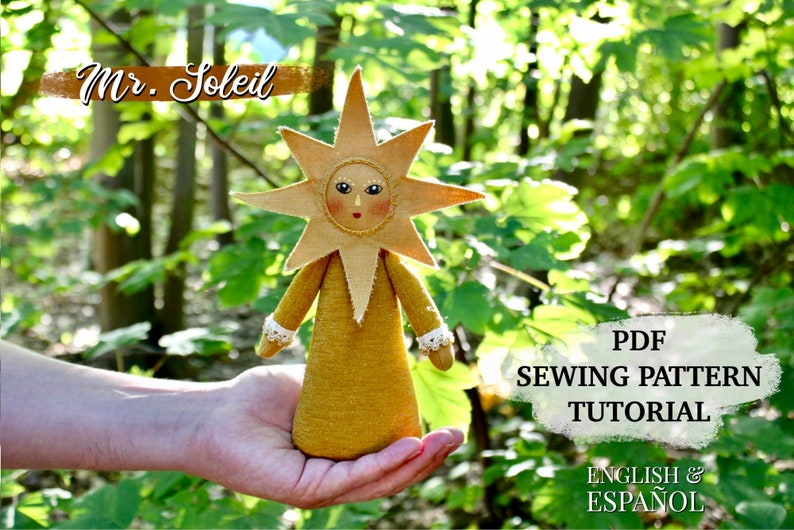 Sun Doll PDF Pattern Sewing Tutorial Art Doll English & Español image 1