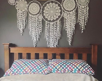 Extra large dreamcatcher beadhead wall hanging Vintage crochet Boho wedding Please note branch not included