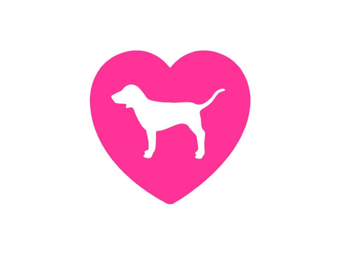 PINK heart With Dog Vinyl Sticker Logo Victoria Etsy
