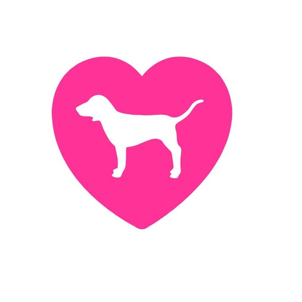 PINK "Heart with Dog" Vinyl Sticker Logo Victoria Secret Window Laptop Car Emblem