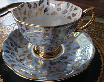 Victorian Era Souvenir Cup Antique Grand Hotel Scarborough Transferware and Gold LustreLusterware Tea Cup