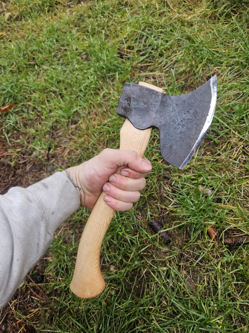 Hand Forged Carving Axe Sloyd Greenwood Carving 1080 High Carbon Steel, Ash Wood Handle image 1