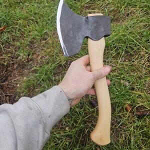 Hand Forged Carving Axe Sloyd Greenwood Carving 1080 High Carbon Steel, Ash Wood Handle image 2